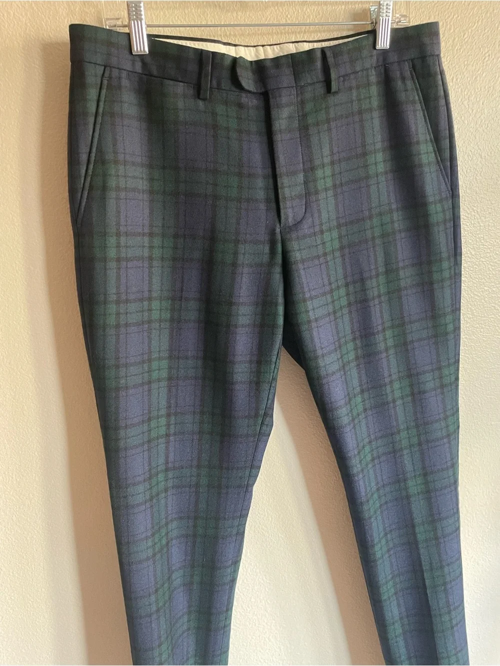 J. Crew Bowery - Navy & Green Plaid Tailored Dress Pants Wool size men’s 32/32